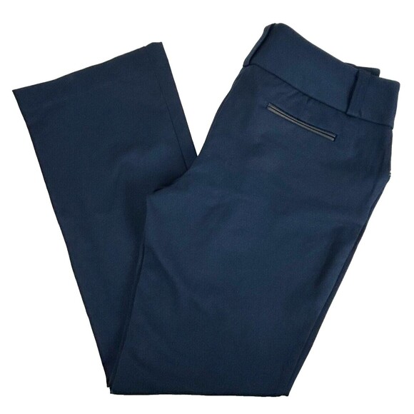 Alfani Blue Ponte Dress Pants with Slimming Panel + Faux Leather Trim Sz 14 NEW - Picture 1 of 5